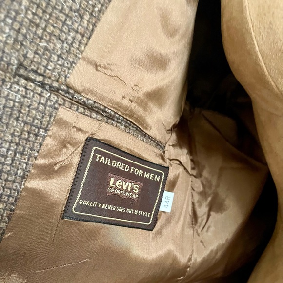 Vintage Men Levi’s Brown Tweed / Wool Lined Blazer Jacket 70s 80s 90s NWOT Retro - Picture 5 of 12